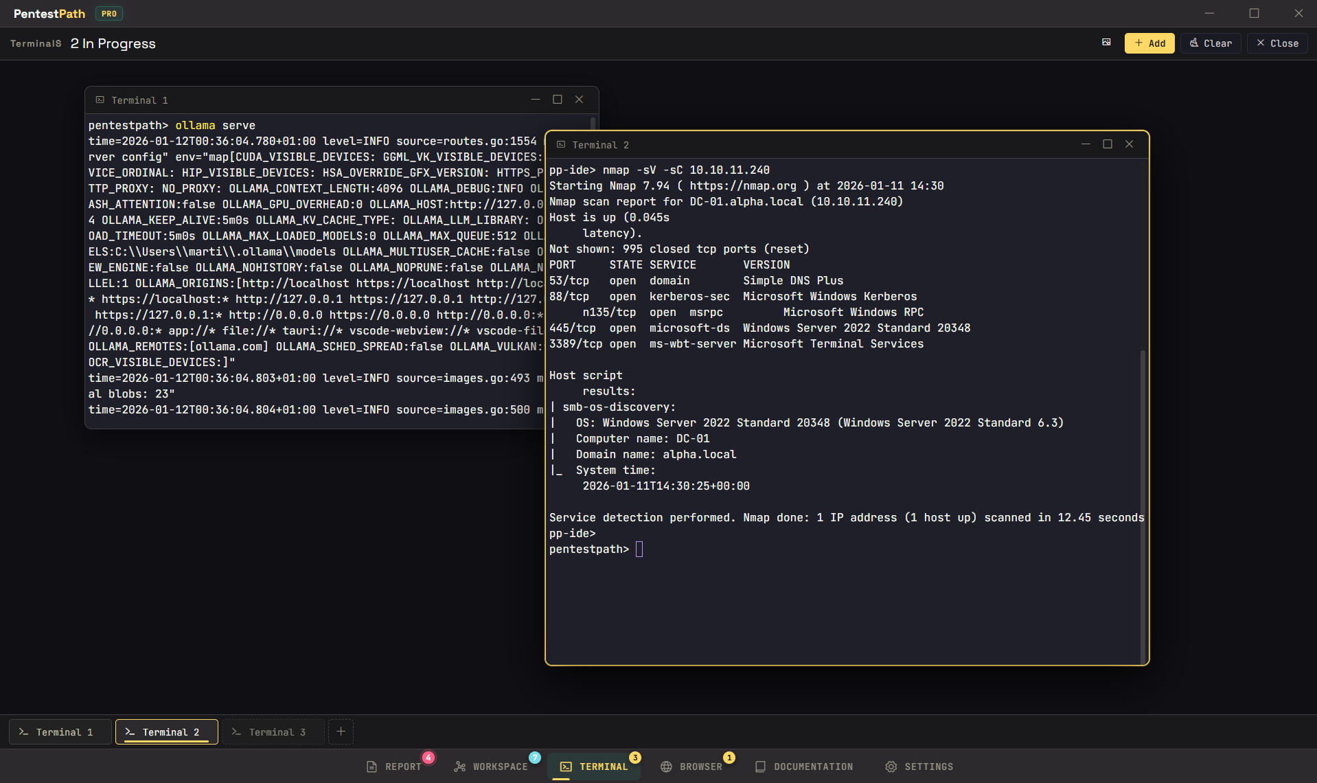Terminal work with session context still attached